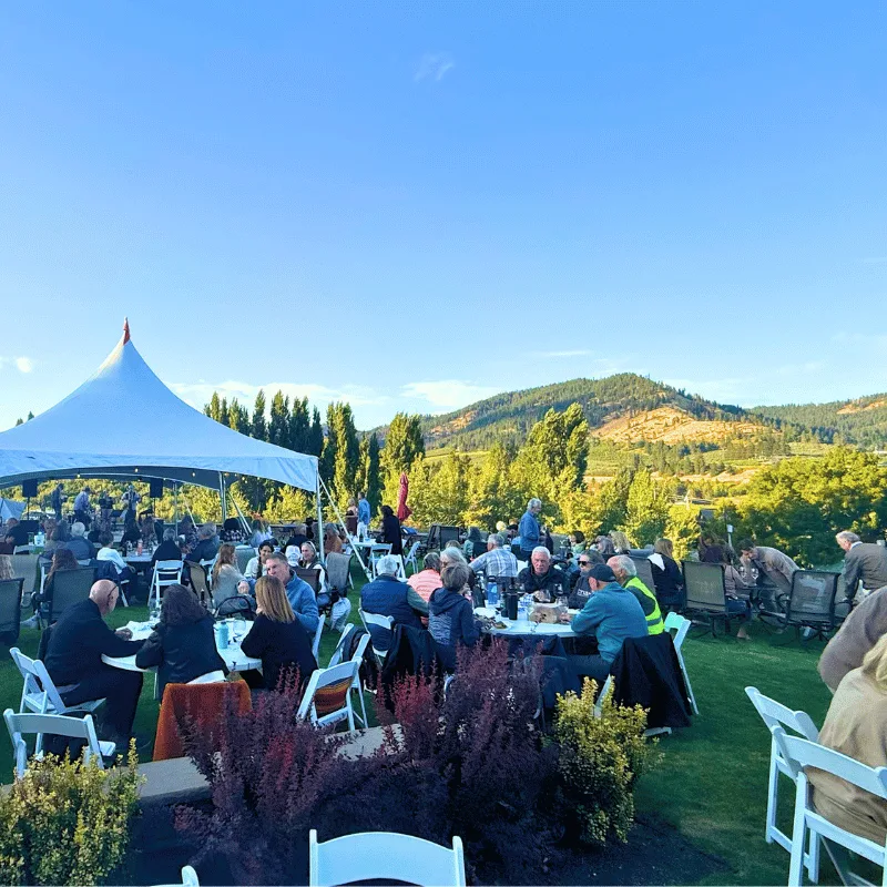leavenworth wa event space on the lawn with people enjoying the evening